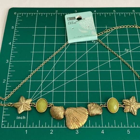 Gold Sea Shell Starfish Bib Necklace Plated Sea Life Island Nautical Beach 20" - Picture 13 of 13